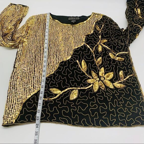 Jean for Joseph Le Bon Vintage 💯% Silk Gold Top LARGE - Picture 10 of 14